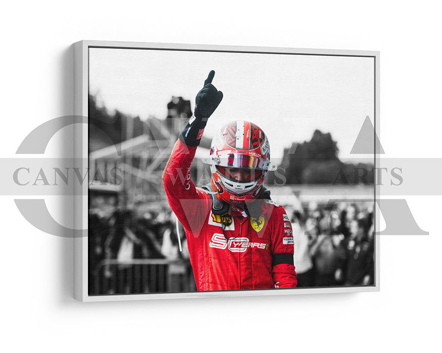 Charles Leclerc Black & White Canvas Art F1 Canvas Wall Art