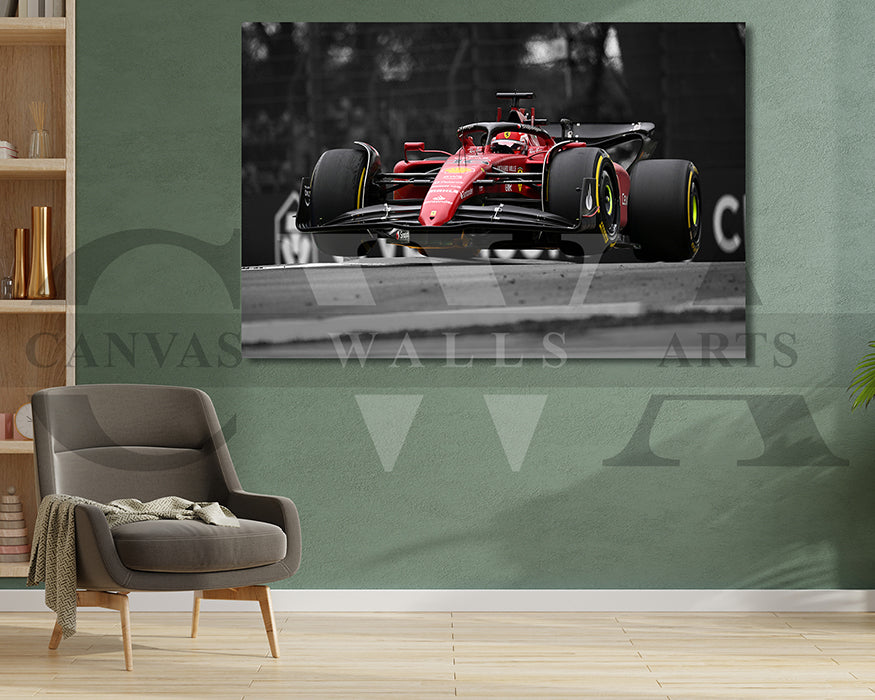 Charles Leclerc Black & White Canvas Art F1 Canvas Wall Art