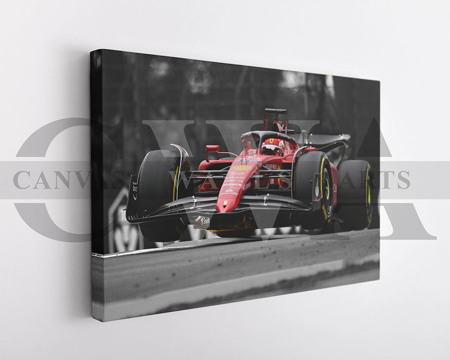Charles Leclerc Black & White Canvas Art F1 Canvas Wall Art