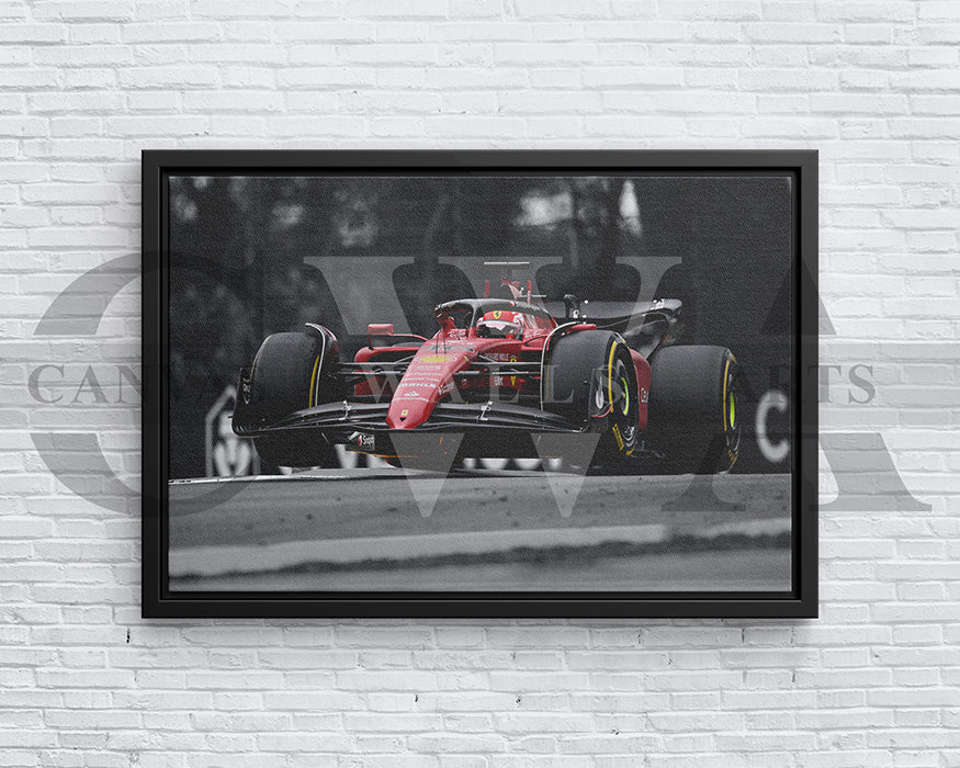 Charles Leclerc Black & White Canvas Art F1 Canvas Wall Art