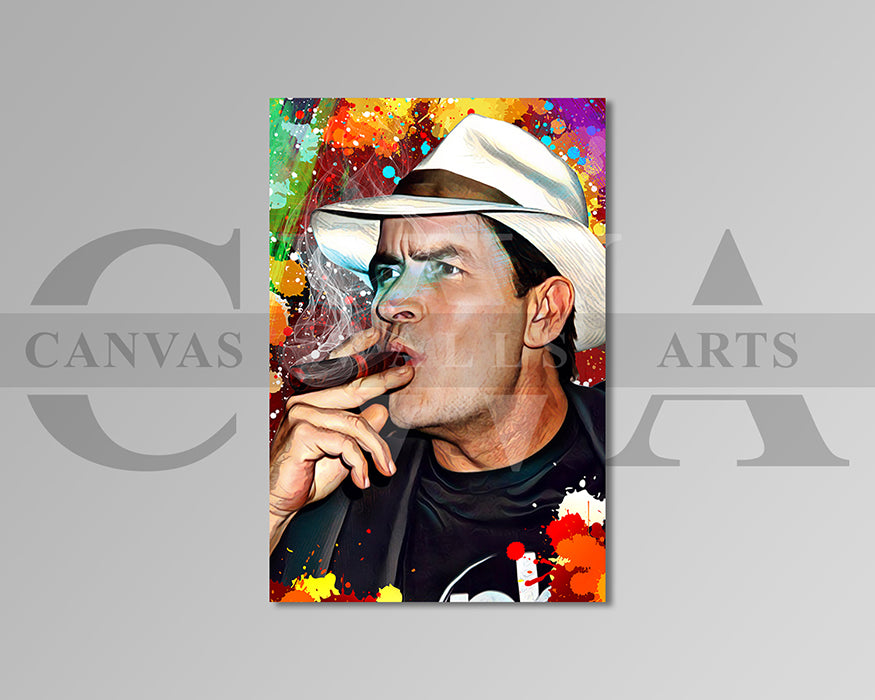Charlie Sheen Cigar Canvas Wall Art Abstract Movie Poster Print