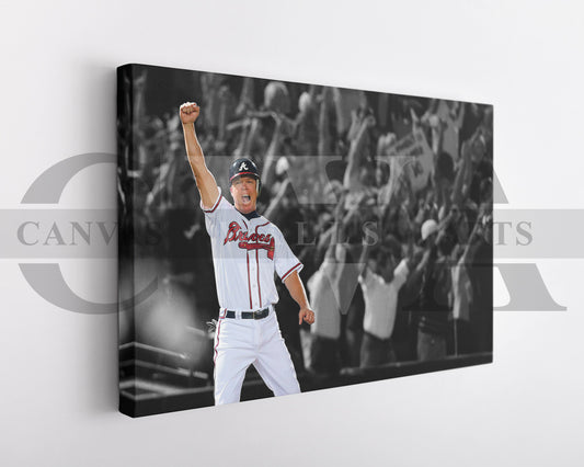 Chipper Jones Black & White Canvas Art Baseball Canvas Wall Art