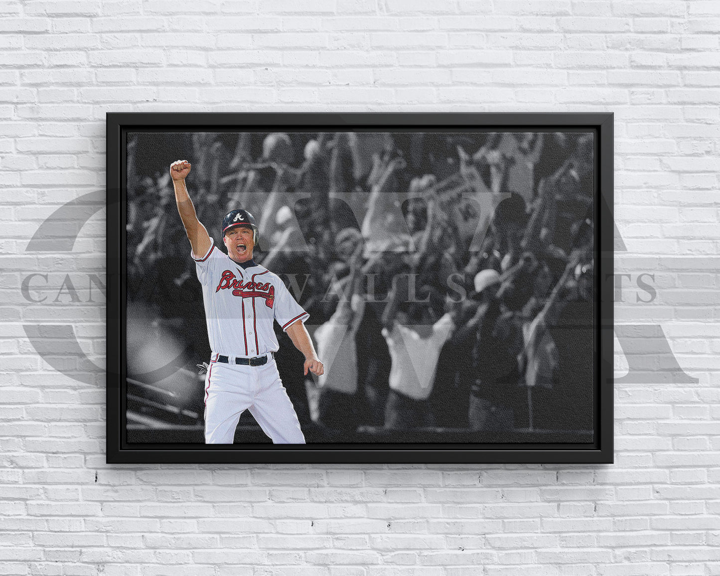 Chipper Jones Black & White Canvas Art Baseball Canvas Wall Art