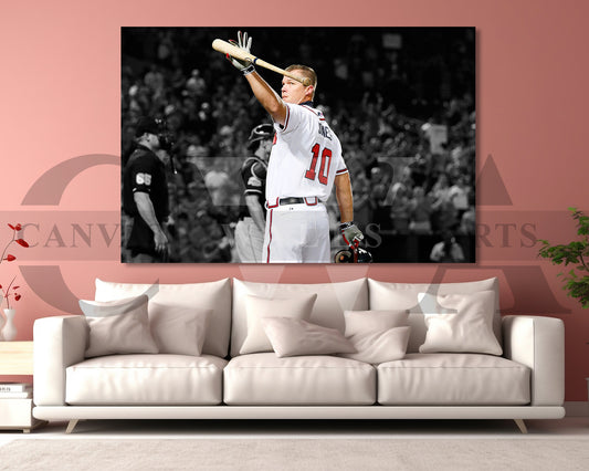 Chipper Jones Black & White Canvas Art Baseball Canvas Wall Art