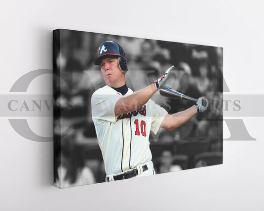 Chipper Jones Black & White Canvas Art Baseball Canvas Wall Art