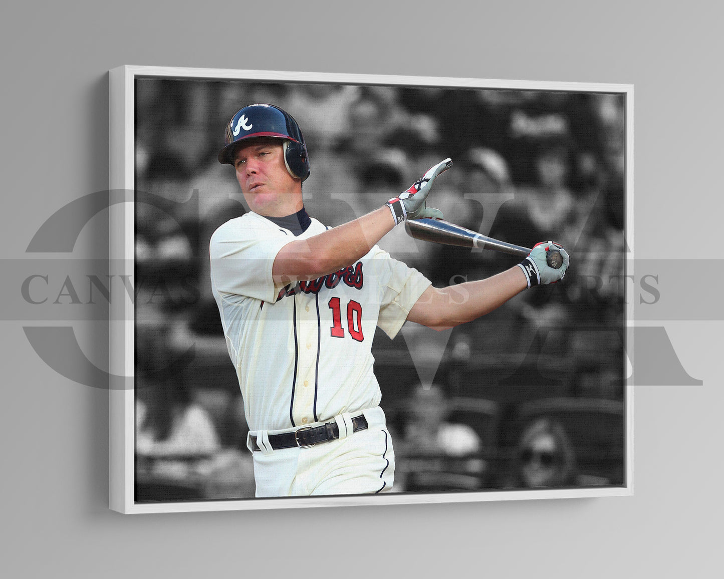 Chipper Jones Black & White Canvas Art Baseball Canvas Wall Art