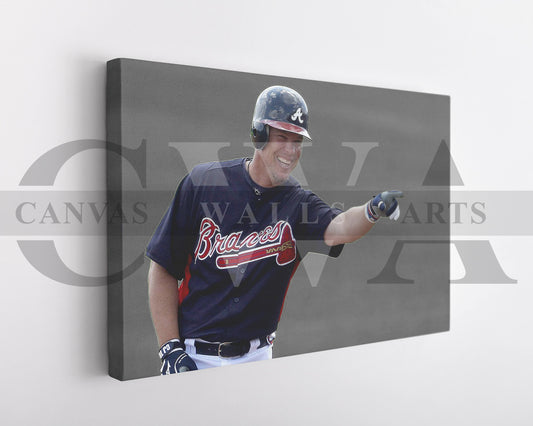 Chipper Jones Black & White Canvas Art Baseball Canvas Wall Art