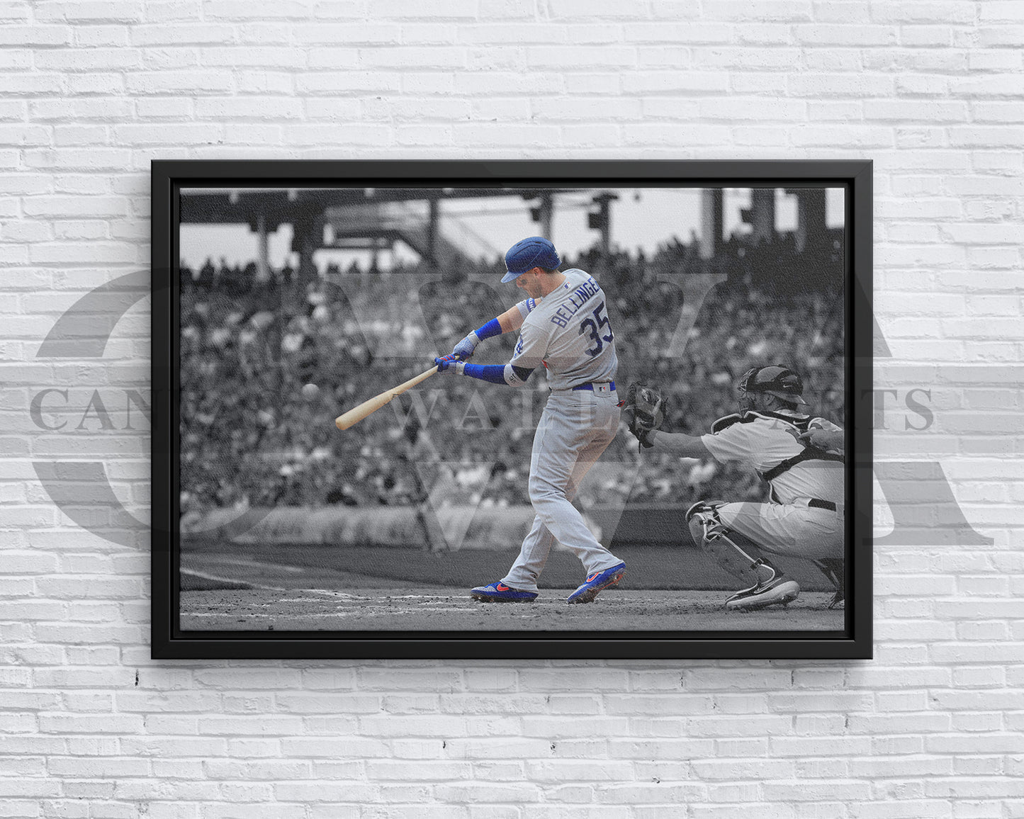 Cody Bellinger Black & White Canvas Art Baseball Canvas Wall Art