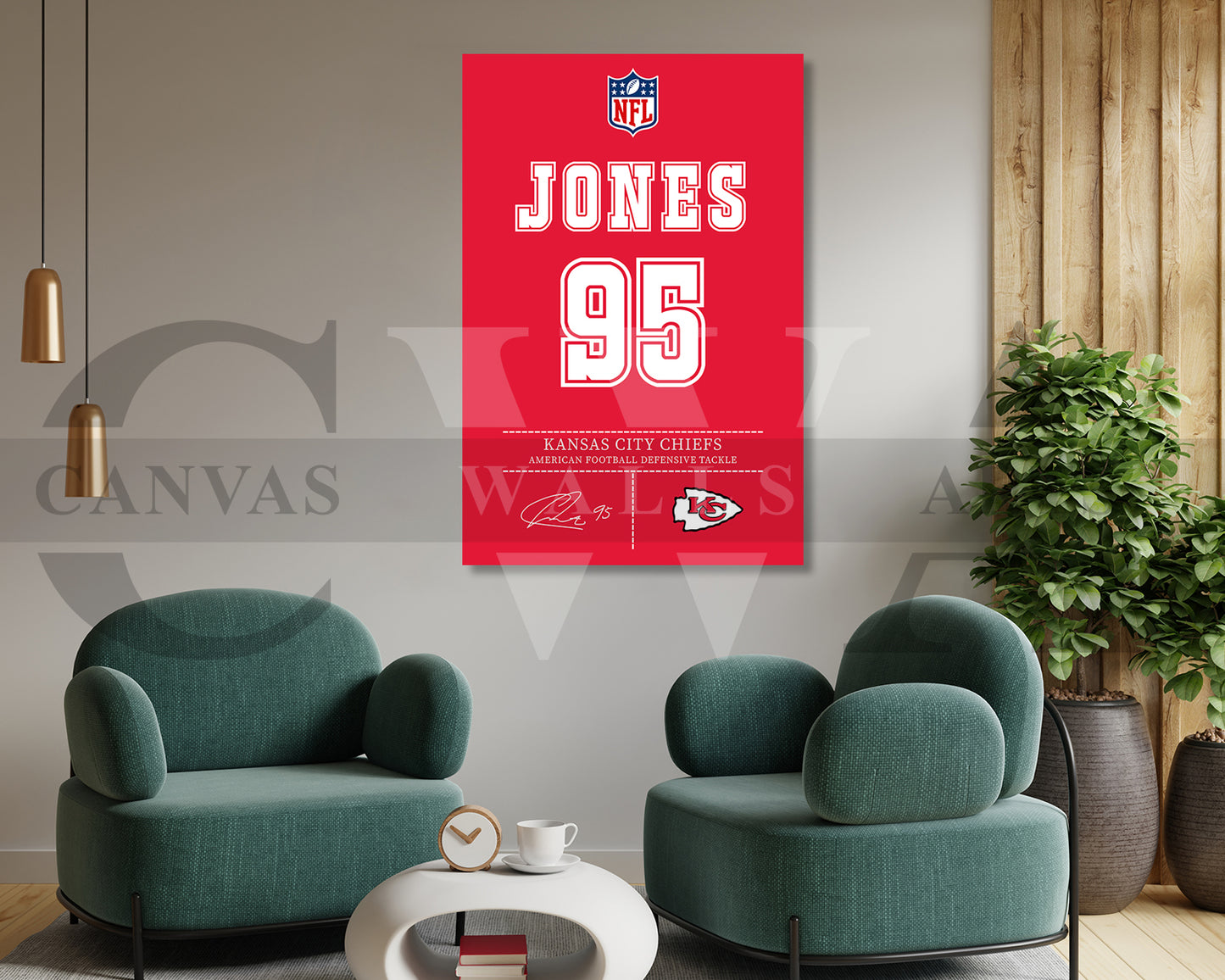 Chris Jones Canvas Wall Art - NFL Jersey Poster | Ready to Hang Sports Canvas Print