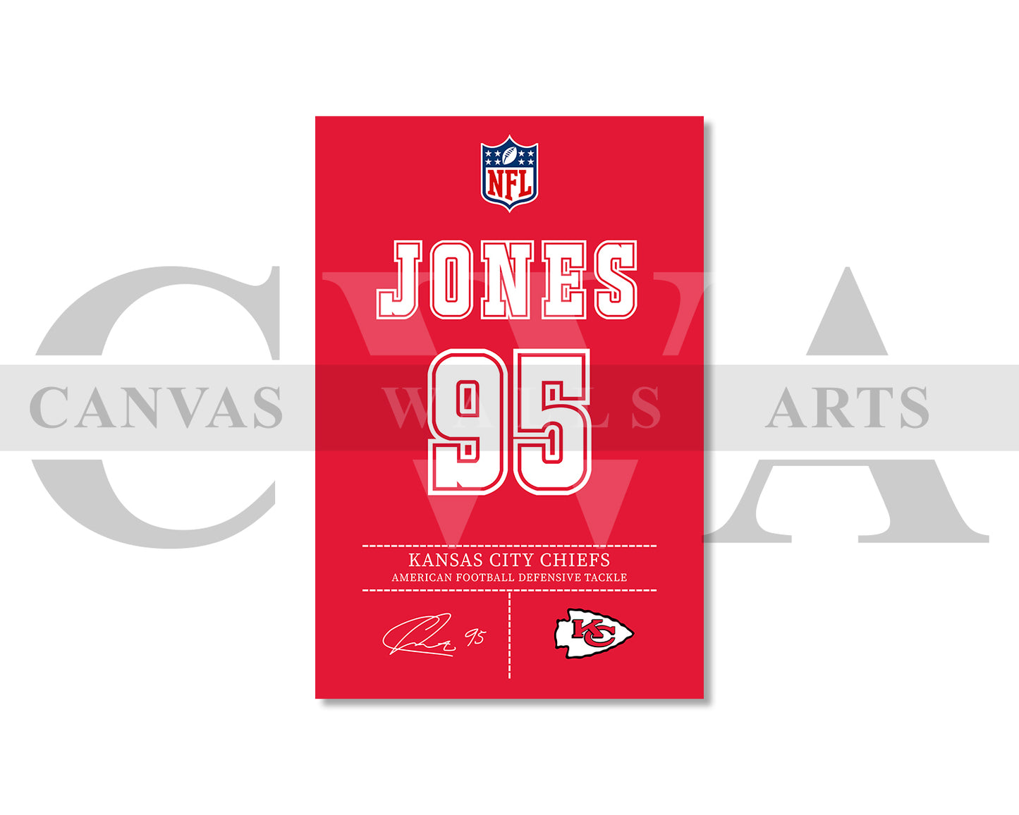 Chris Jones Canvas Wall Art - NFL Jersey Poster | Ready to Hang Sports Canvas Print