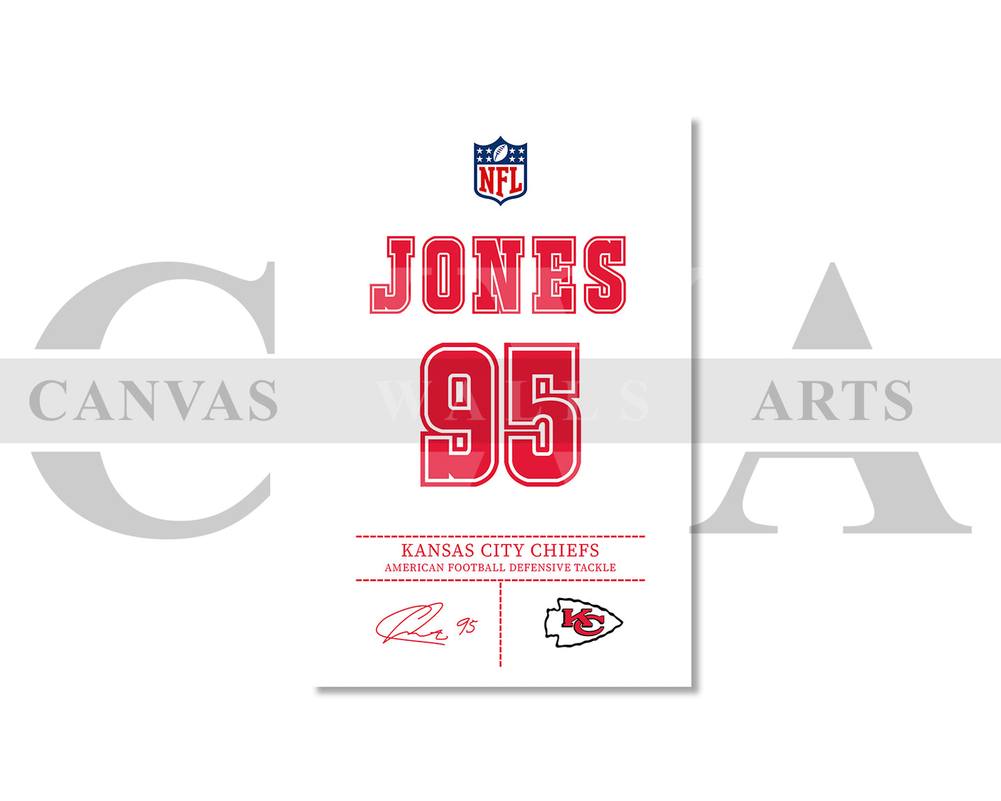 Chris Jones Canvas Wall Art - NFL Jersey Poster