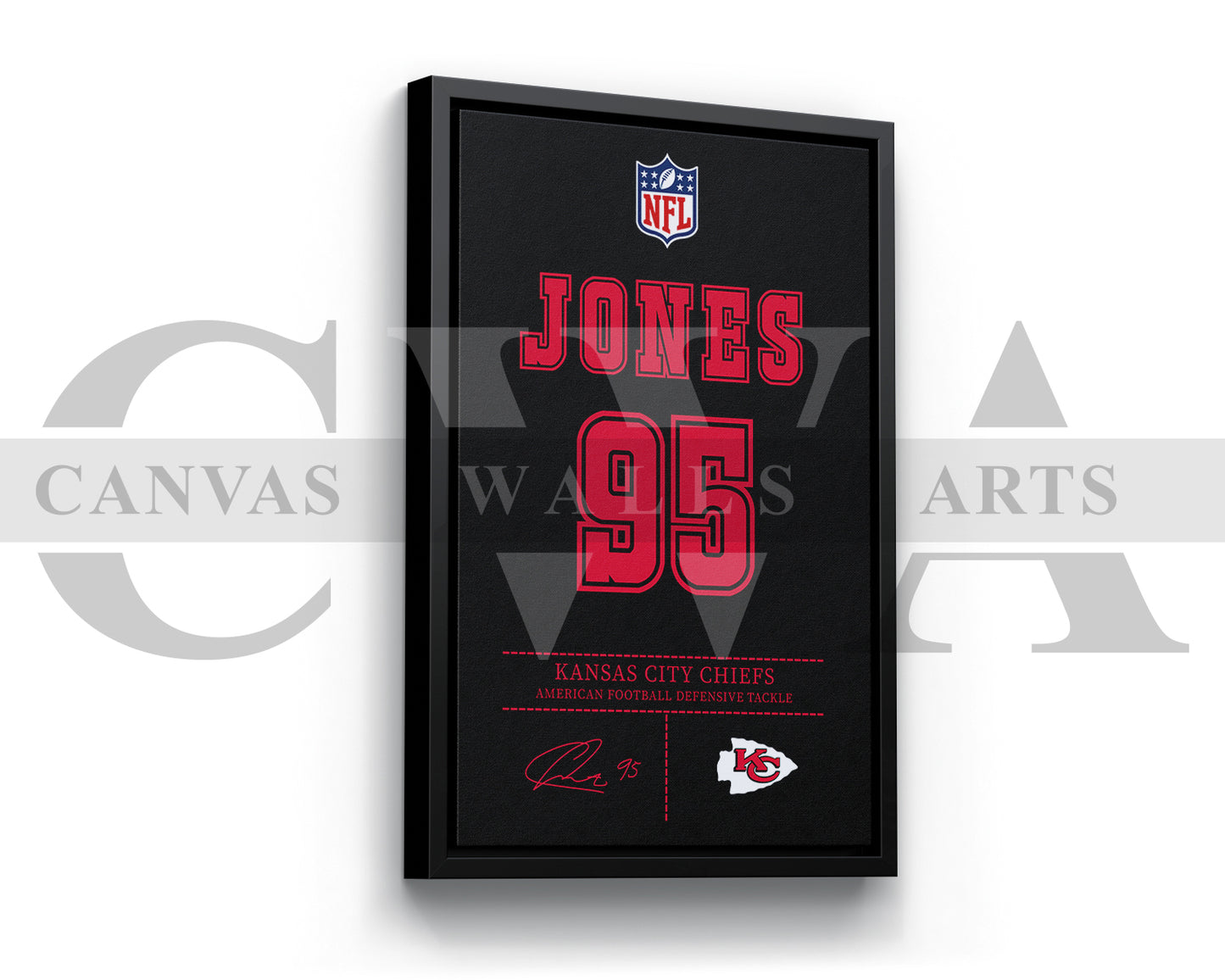 Chris Jones Canvas Wall Art - NFL Jersey Poster | Ready to Hang Sports Canvas Print