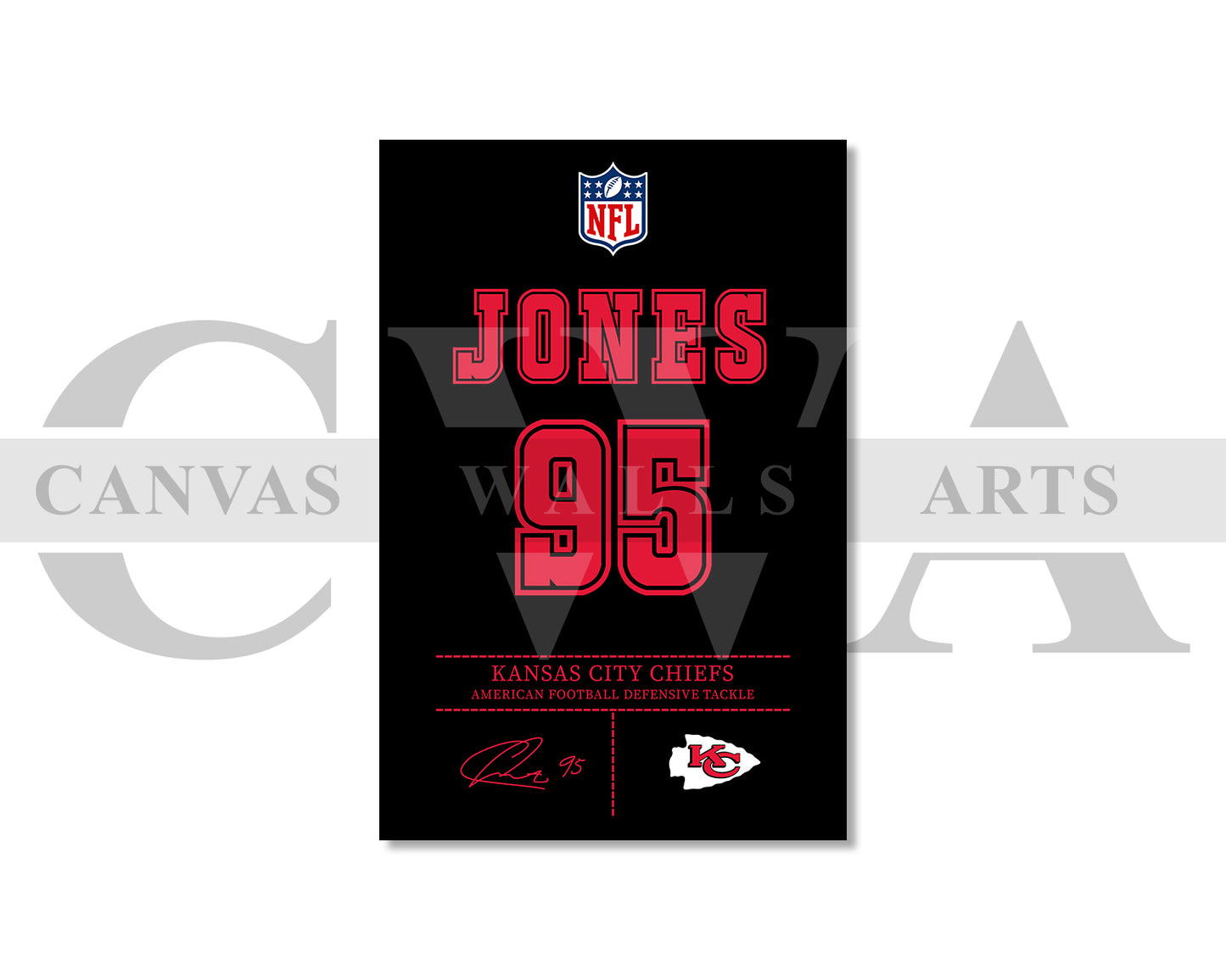 Chris Jones Canvas Wall Art - NFL Jersey Poster | Ready to Hang Sports Canvas Print