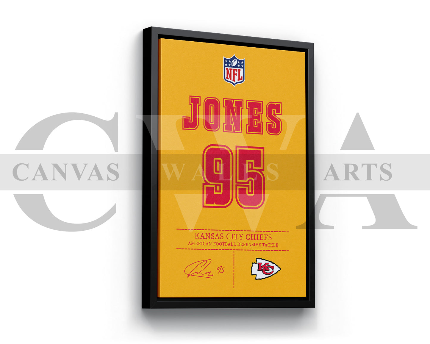 Chris Jones Canvas Wall Art - NFL Jersey Poster | Ready to Hang Sports Canvas Print