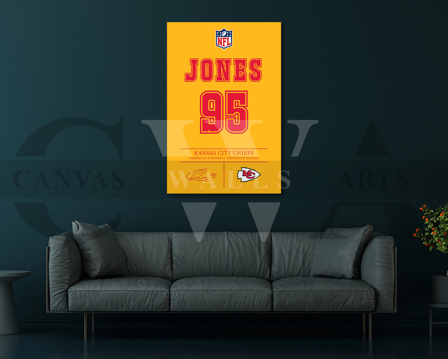 Chris Jones Canvas Wall Art - NFL Jersey Poster | Ready to Hang Sports Canvas Print