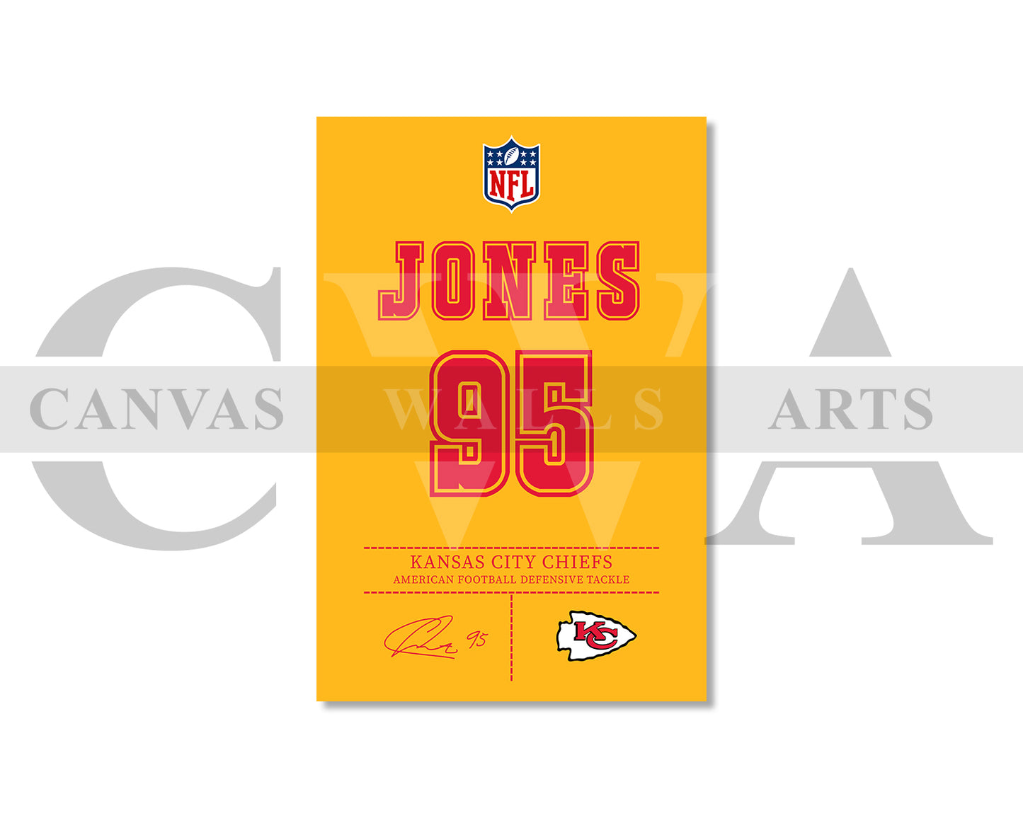 Chris Jones Canvas Wall Art - NFL Jersey Poster | Ready to Hang Sports Canvas Print