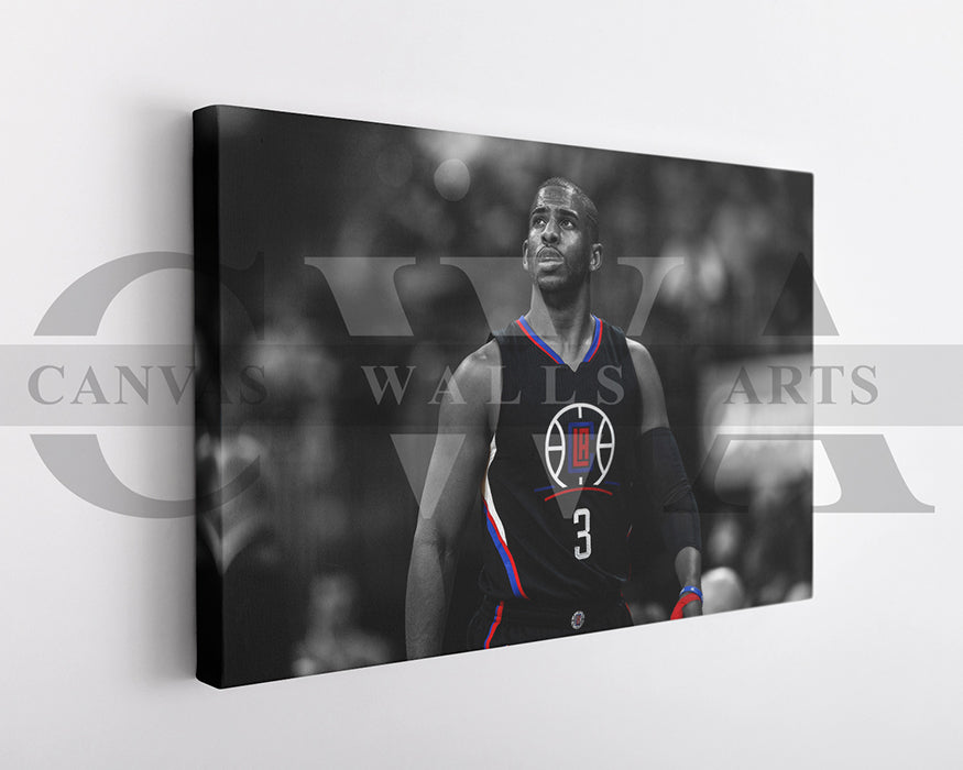 Chris Paul Black & White Canvas Art Basketball Canvas Wall Art