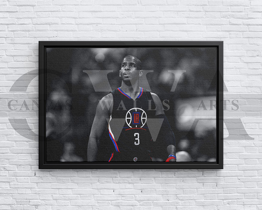 Chris Paul Black & White Canvas Art Basketball Canvas Wall Art