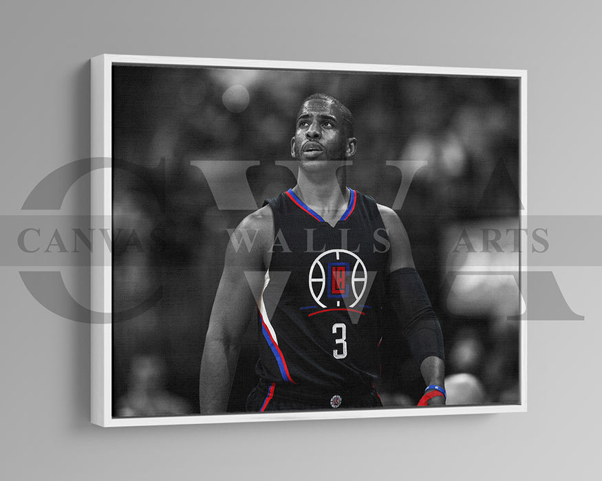 Chris Paul Black & White Canvas Art Basketball Canvas Wall Art