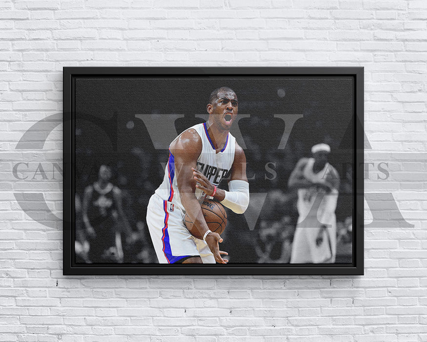 Chris Paul Black & White Canvas Art Basketball Canvas Wall Art