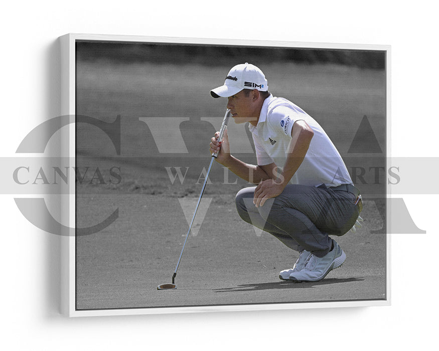 Collin Morikawa Black & White Canvas Art Golf Canvas Wall Art