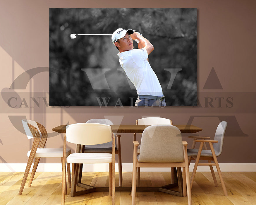 Collin Morikawa Black & White Canvas Art Golf Canvas Wall Art