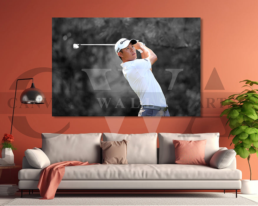 Collin Morikawa Black & White Canvas Art Golf Canvas Wall Art