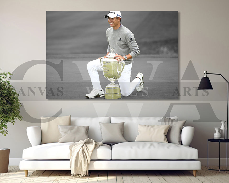 Collin Morikawa Black & White Canvas Art Golf Canvas Wall Art