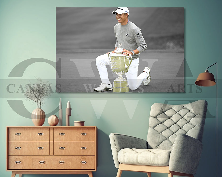 Collin Morikawa Black & White Canvas Art Golf Canvas Wall Art
