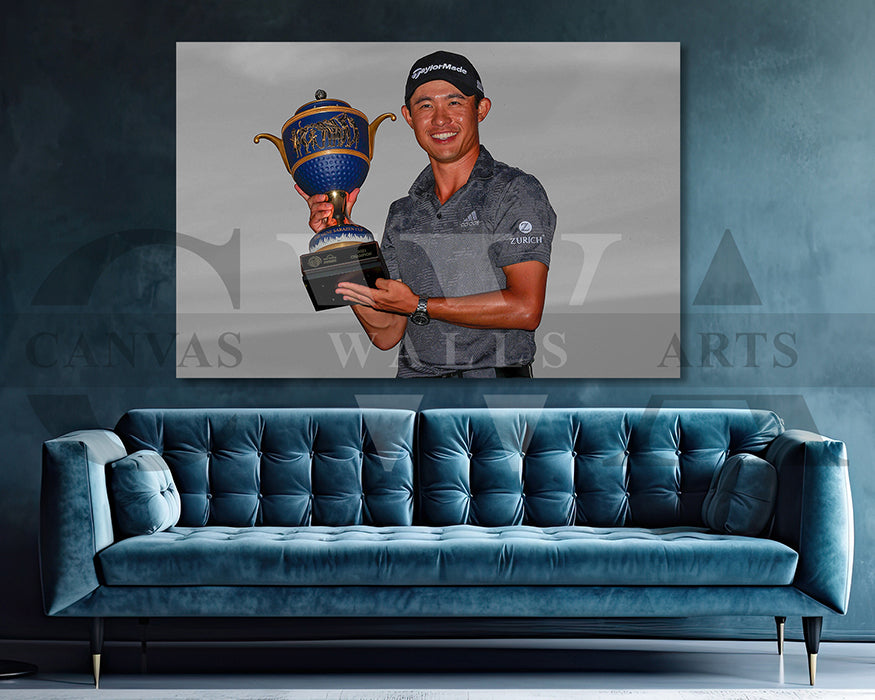 Collin Morikawa Black & White Canvas Art Golf Canvas Wall Art