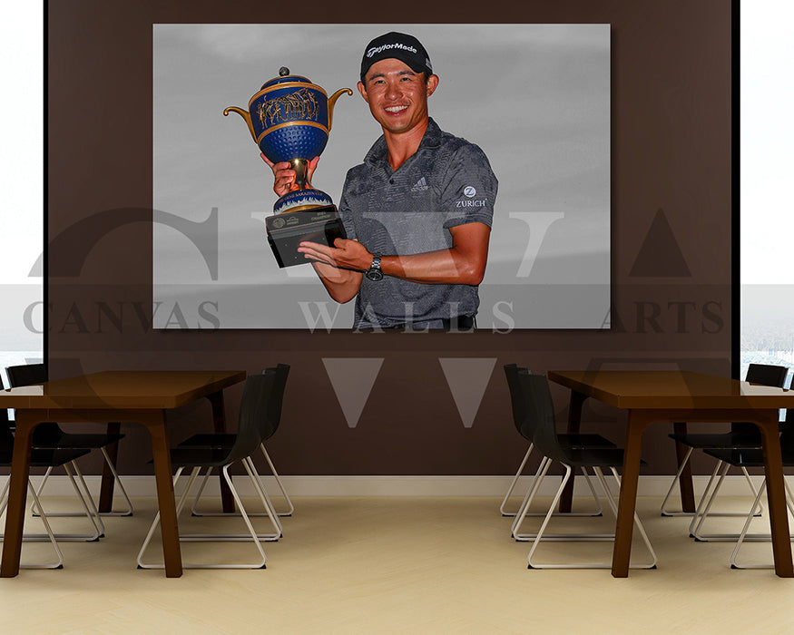 Collin Morikawa Black & White Canvas Art Golf Canvas Wall Art