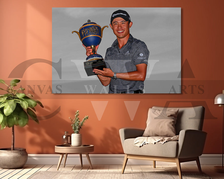 Collin Morikawa Black & White Canvas Art Golf Canvas Wall Art