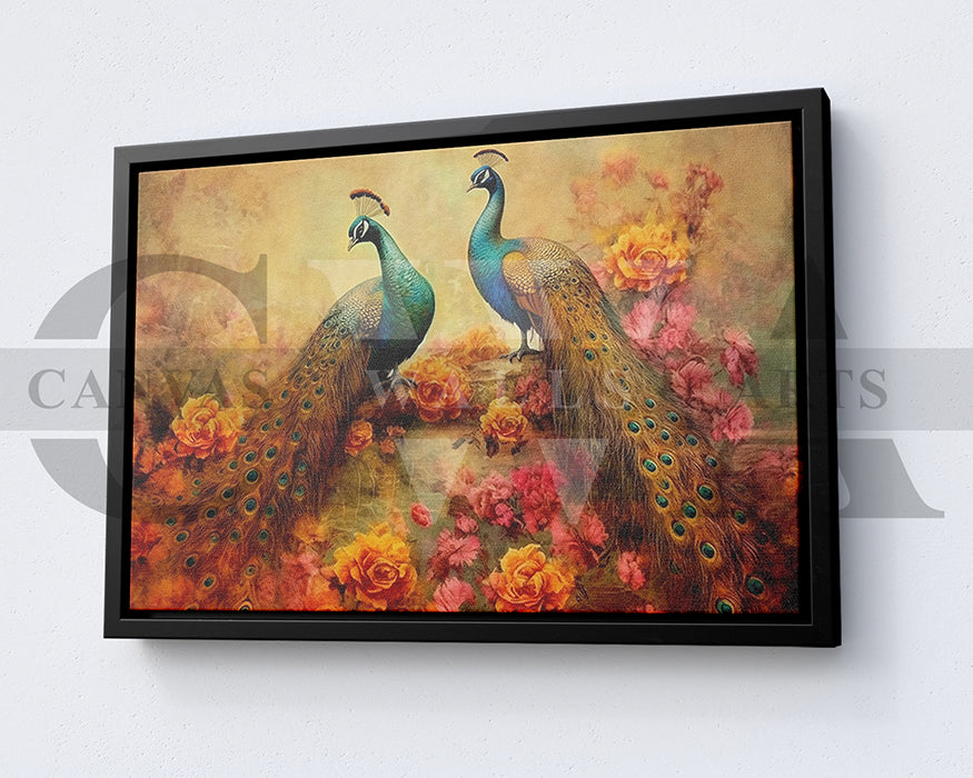 Colorful Peacock Canvas Wall Art Bird Poster Print