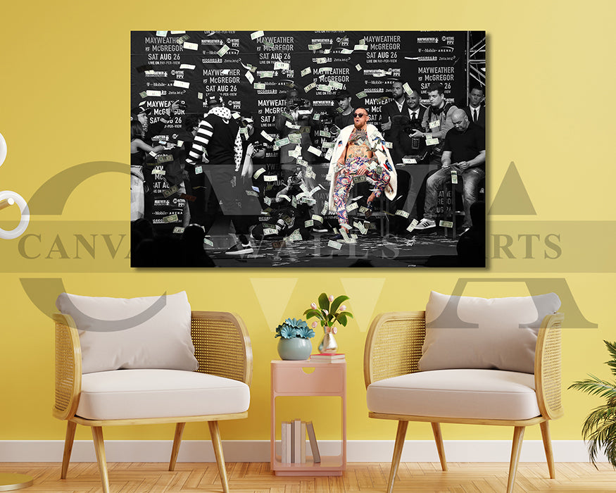 Conor McGregor Black & White Canvas Art MMA Canvas Wall Art