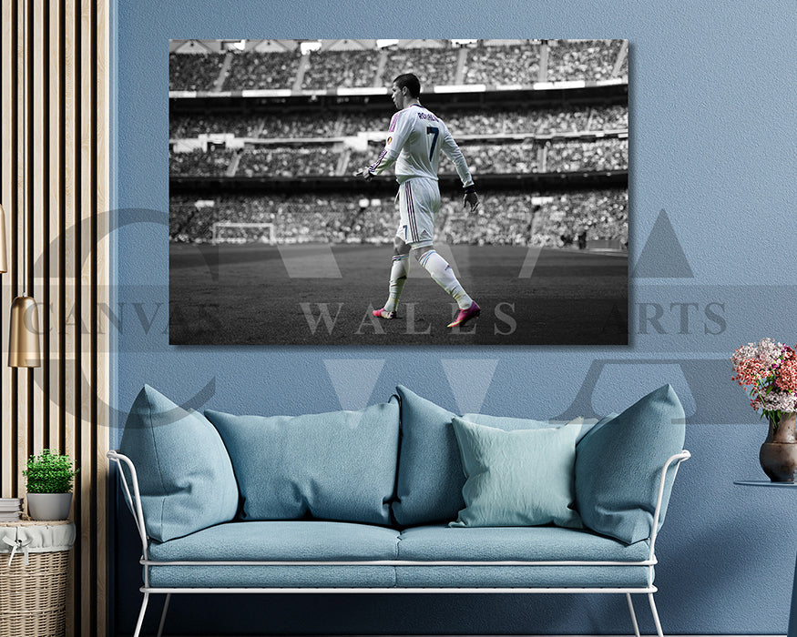 Cristiano Ronaldo Black & White Canvas Art Soccer Canvas Wall Art