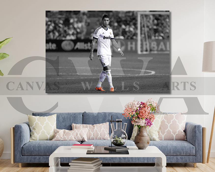 Cristiano Ronaldo Black & White Canvas Art Soccer Canvas Wall Art
