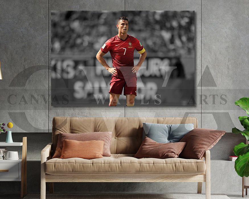 Cristiano Ronaldo Black & White Canvas Art Soccer Canvas Wall Art