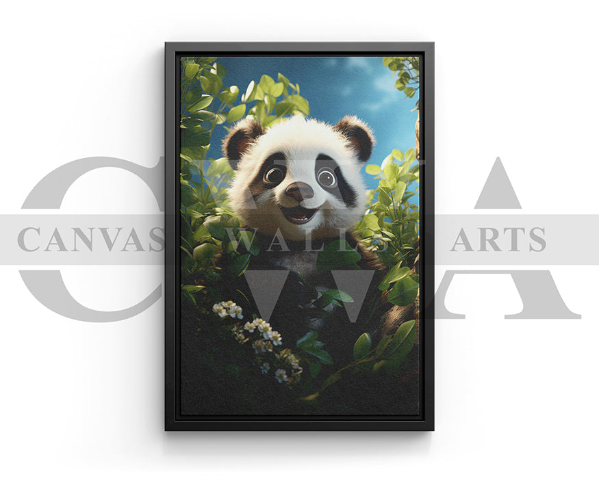Cute Panda Summer Canvas Wall Art Animal Poster Print