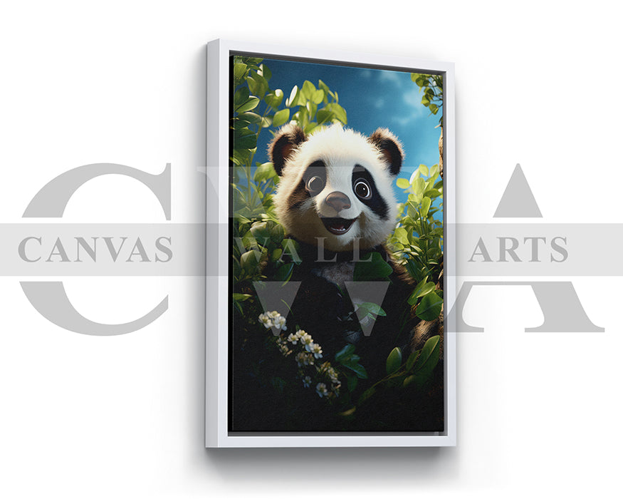 Cute Panda Summer Canvas Wall Art Animal Poster Print