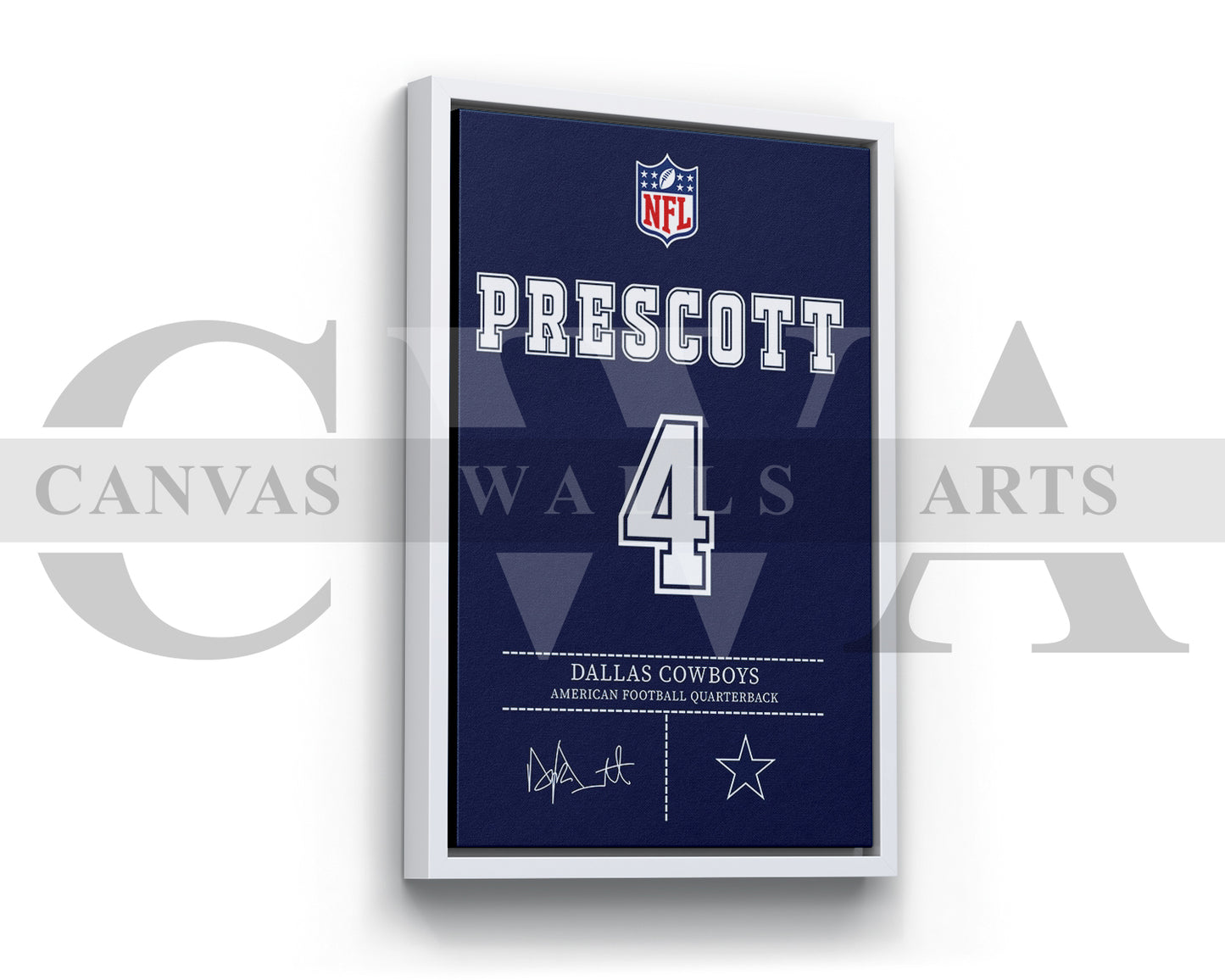 Dak Prescott Canvas Wall Art - NFL Jersey Poster | Ready to Hang Sports Canvas Print