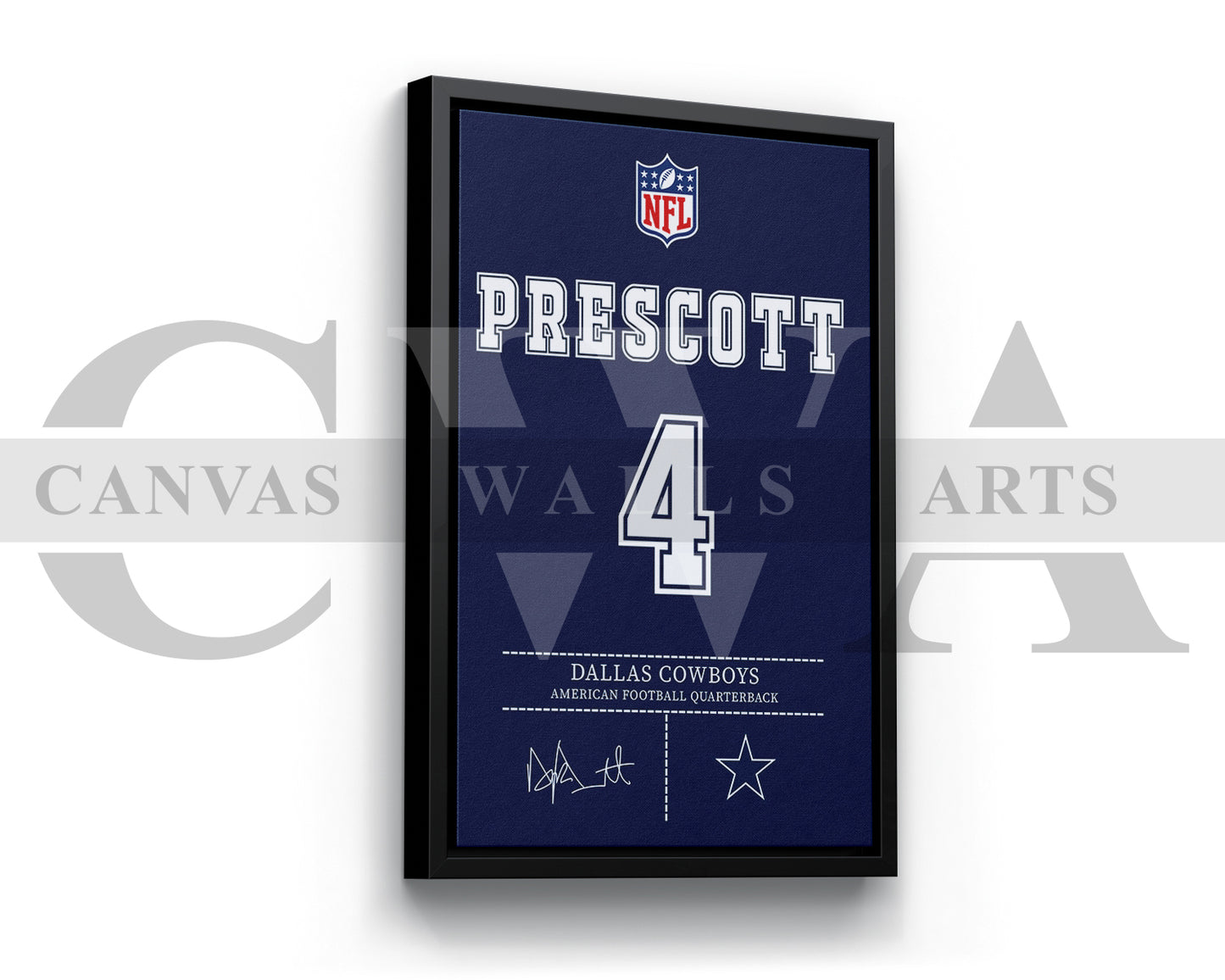 Dak Prescott Canvas Wall Art - NFL Jersey Poster | Ready to Hang Sports Canvas Print