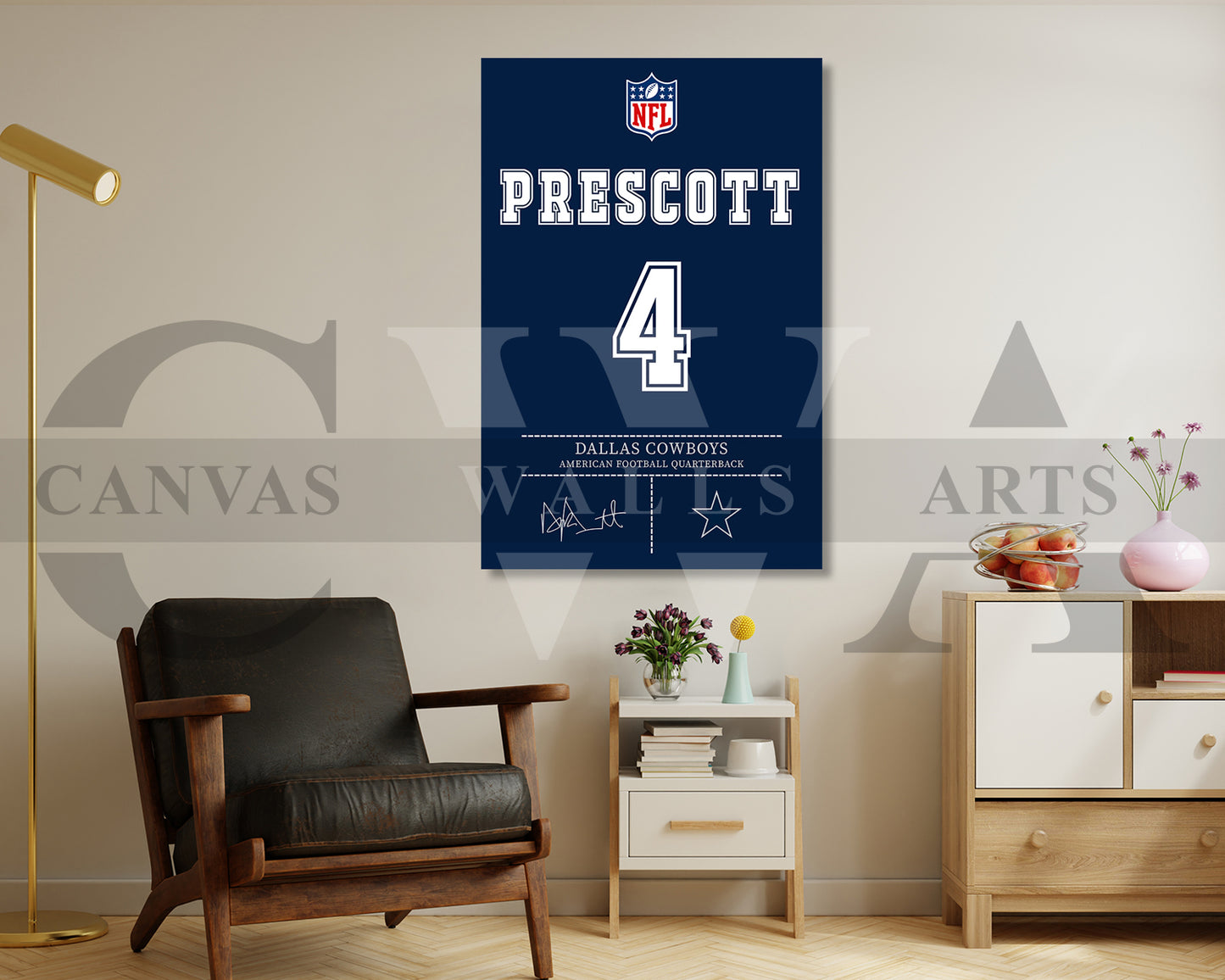 Dak Prescott Canvas Wall Art - NFL Jersey Poster | Ready to Hang Sports Canvas Print