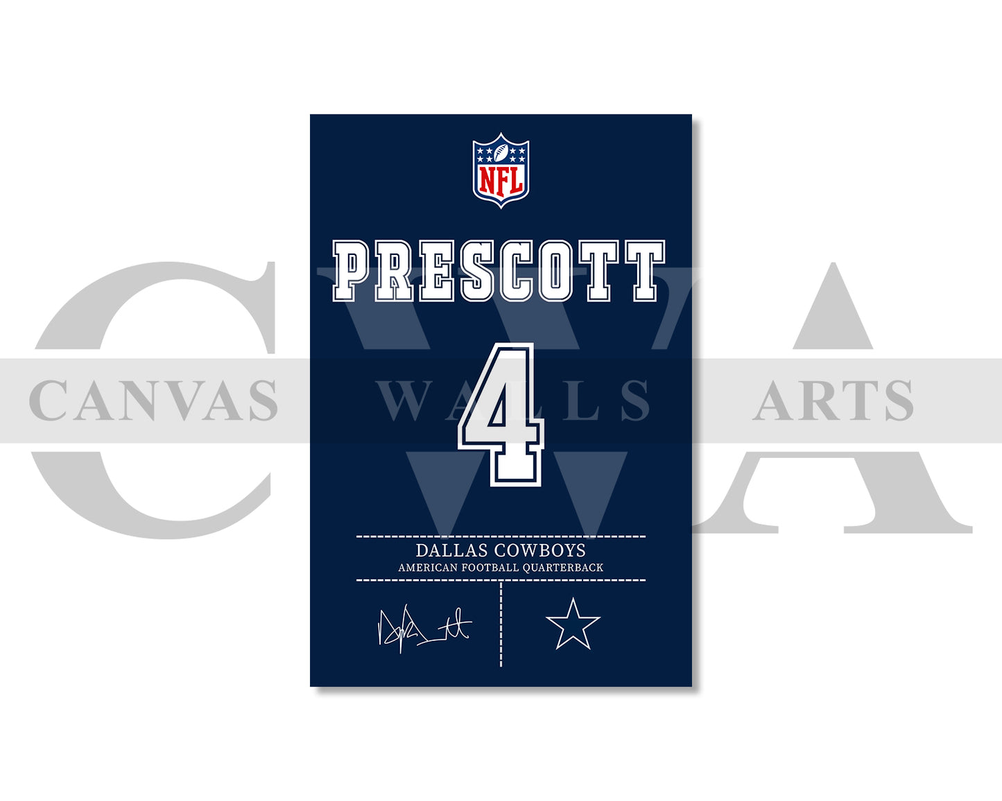 Dak Prescott Canvas Wall Art - NFL Jersey Poster | Ready to Hang Sports Canvas Print