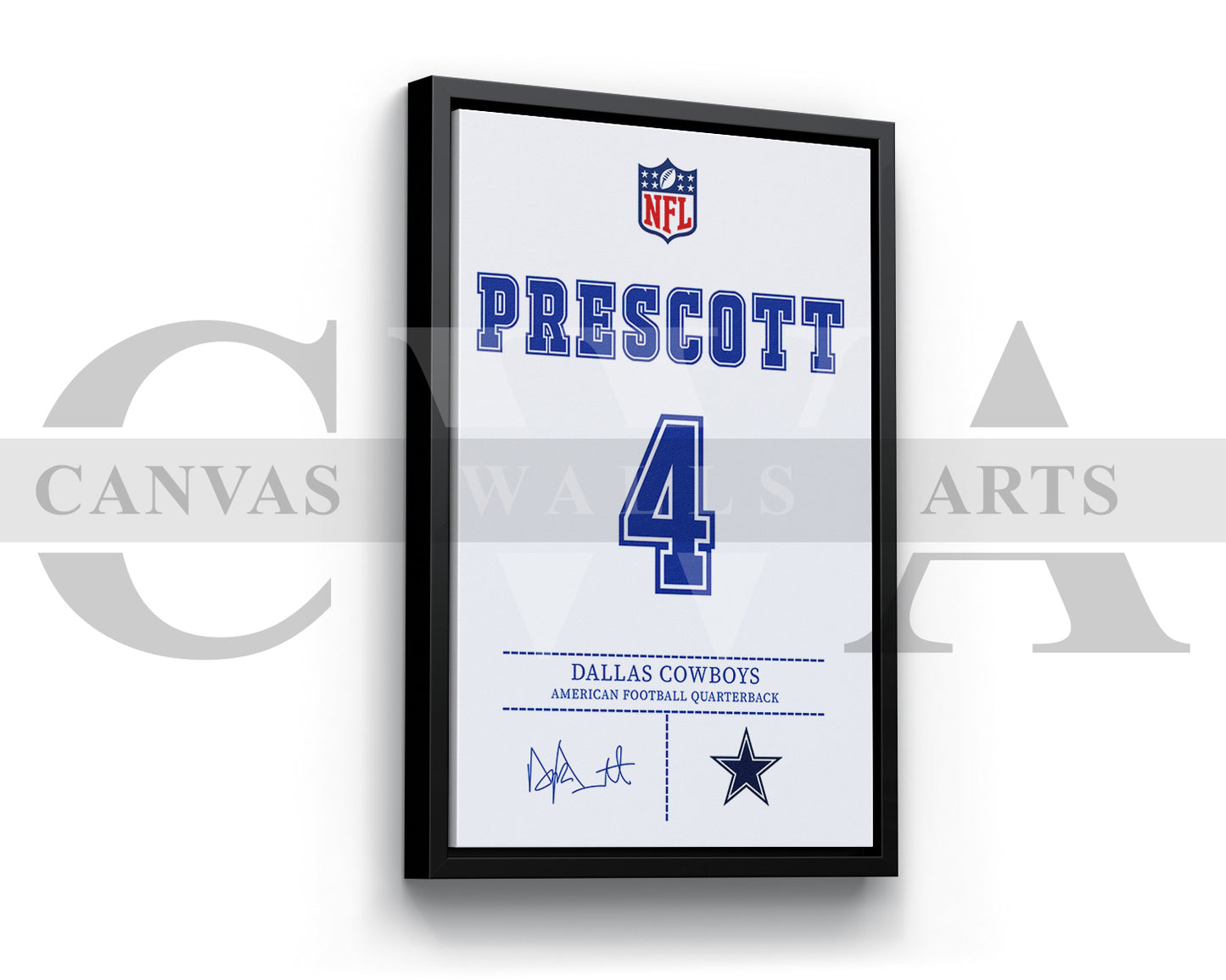 Dak Prescott Canvas Wall Art - NFL Jersey Poster | Ready to Hang Sports Canvas Print