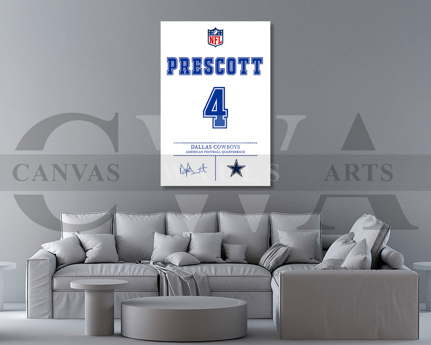 Dak Prescott Canvas Wall Art - NFL Jersey Poster | Ready to Hang Sports Canvas Print