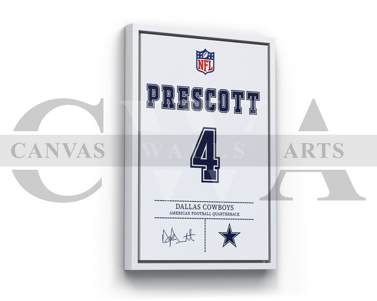 Dak Prescott Canvas Wall Art - NFL Jersey Poster | Ready to Hang Sports Canvas Print