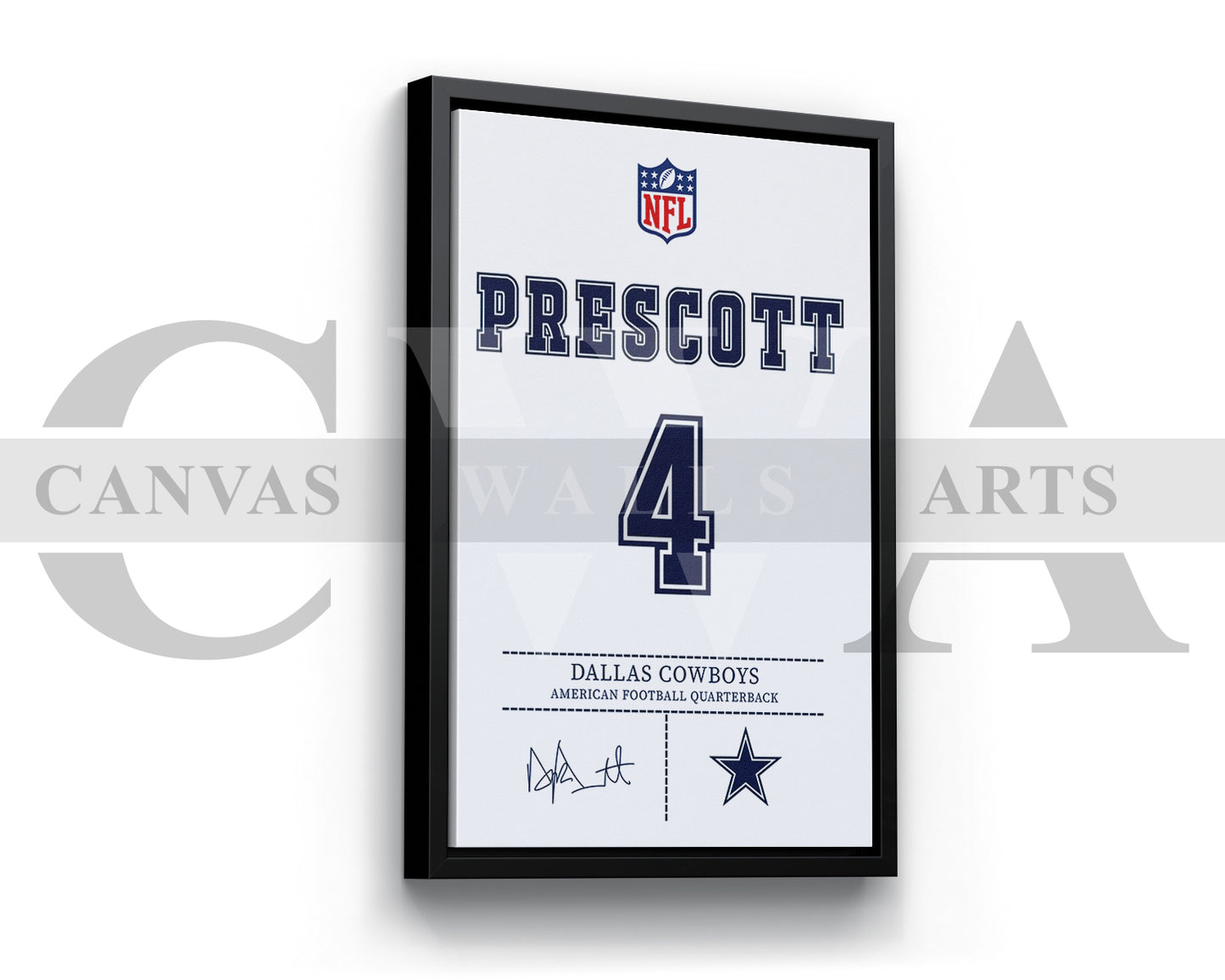 Dak Prescott Canvas Wall Art - NFL Jersey Poster | Ready to Hang Sports Canvas Print