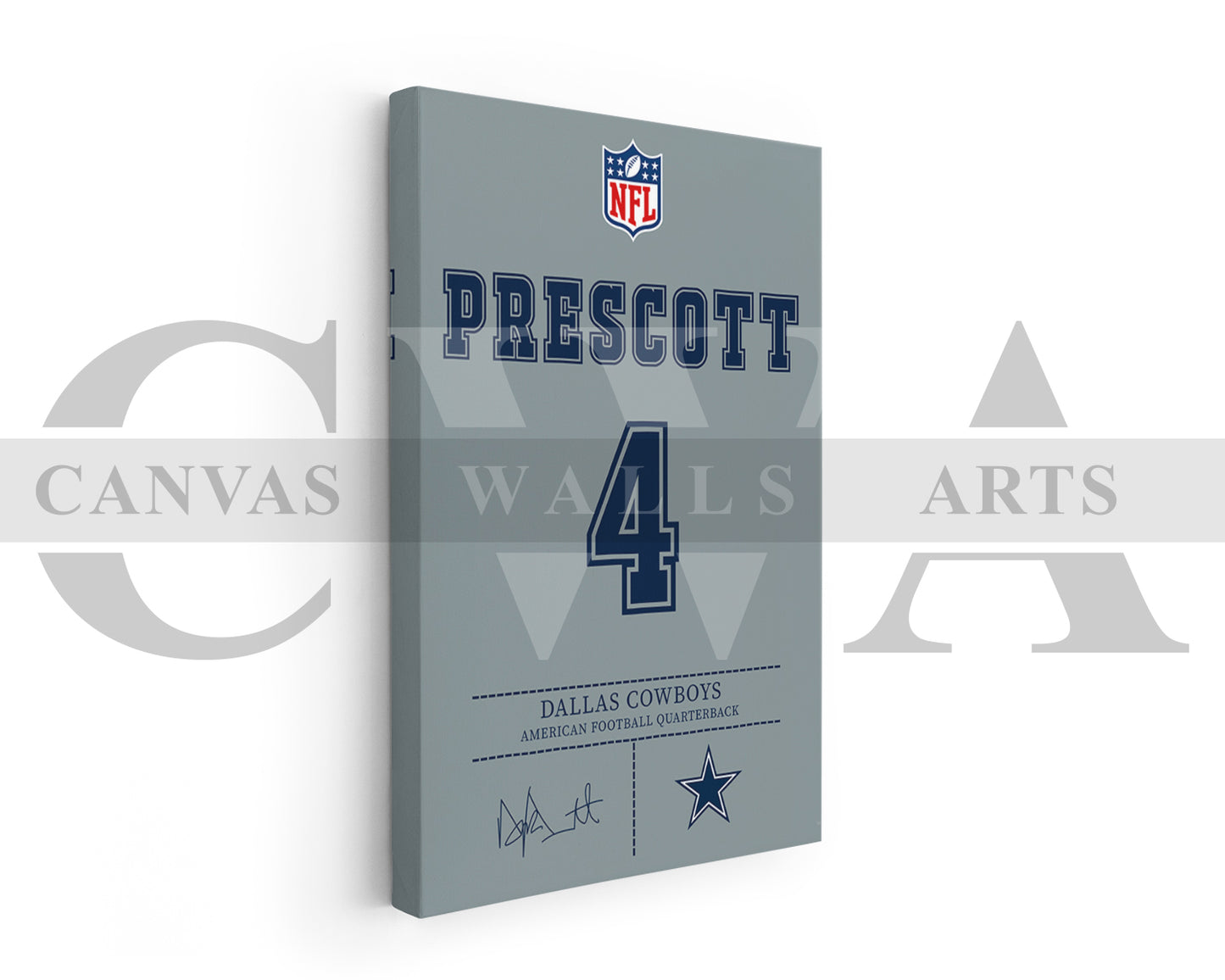 Dak Prescott Canvas Wall Art - NFL Jersey Poster | Ready to Hang Sports Canvas Print