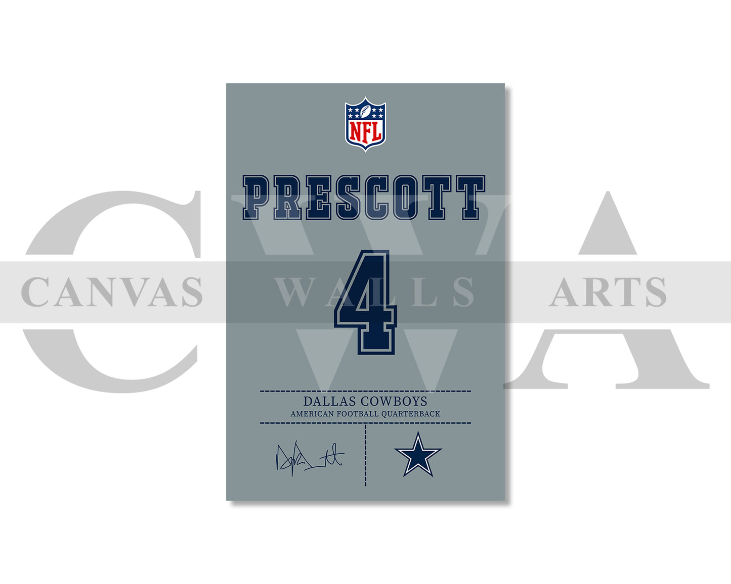 Dak Prescott Canvas Wall Art - NFL Jersey Poster | Ready to Hang Sports Canvas Print