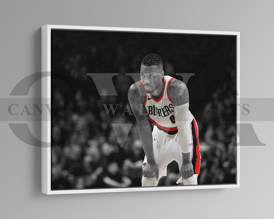 Damian Lillard Black & White Canvas Art Basketball Canvas Wall Art